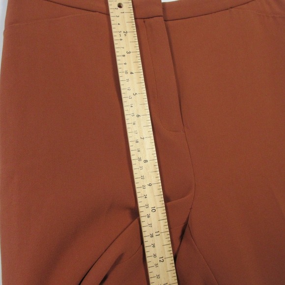 Aritzia Babaton Pants Women 6 Orange Flat Front High Rise Minimalist Flare 362 - Picture 9 of 11